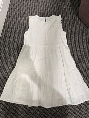 Tommy Hilfiger White Eyelet Tiered Sleeveless Dress